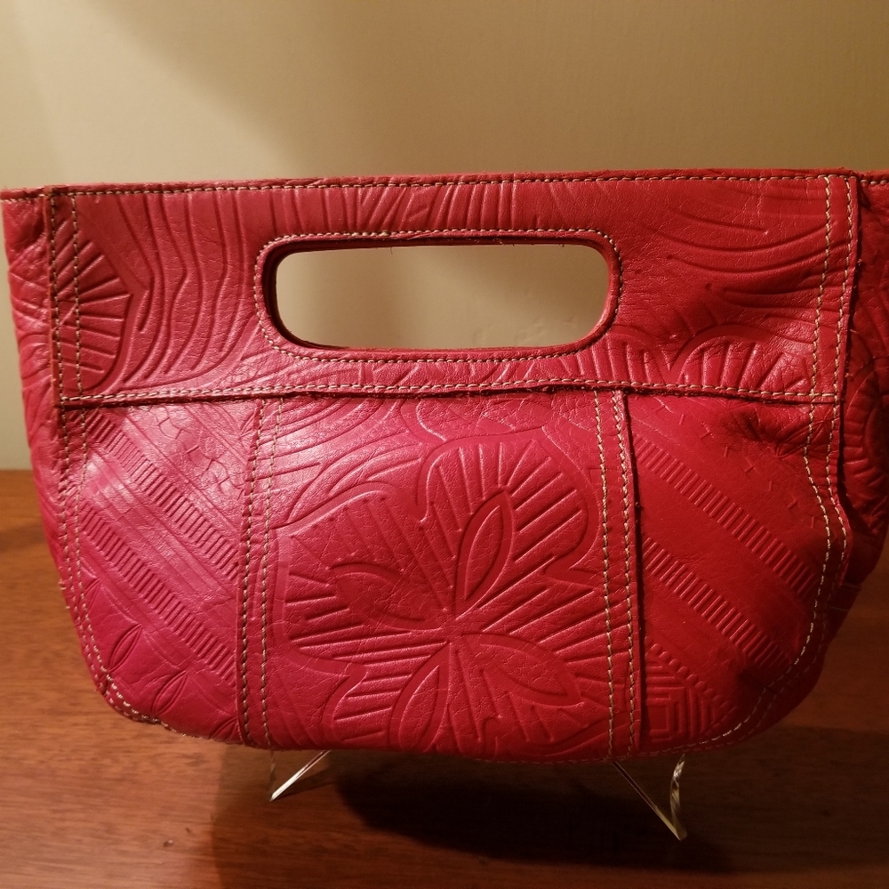 Elegant Red Embossed Women's Bag